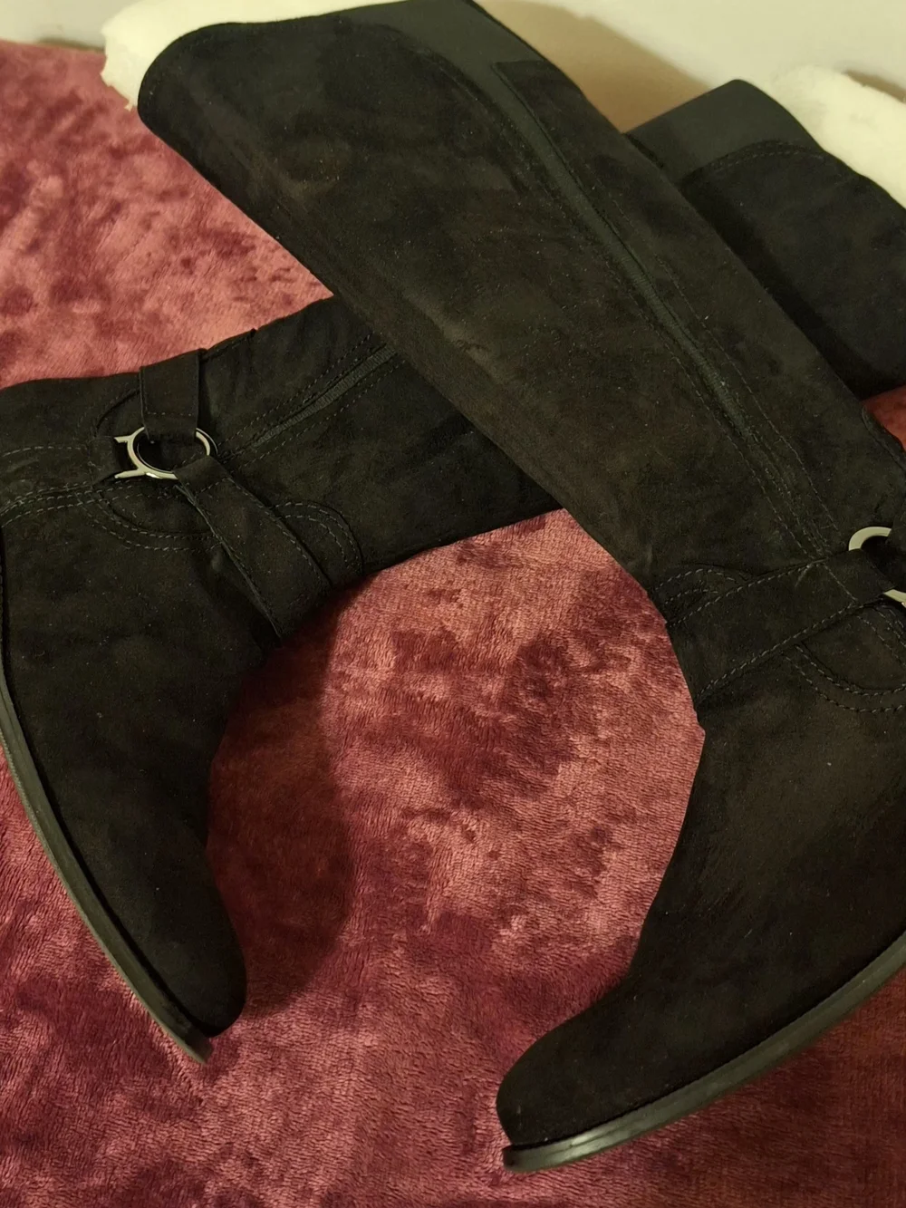 Vaneli Black Over-the-Knee Suede Boots with Side Zipper